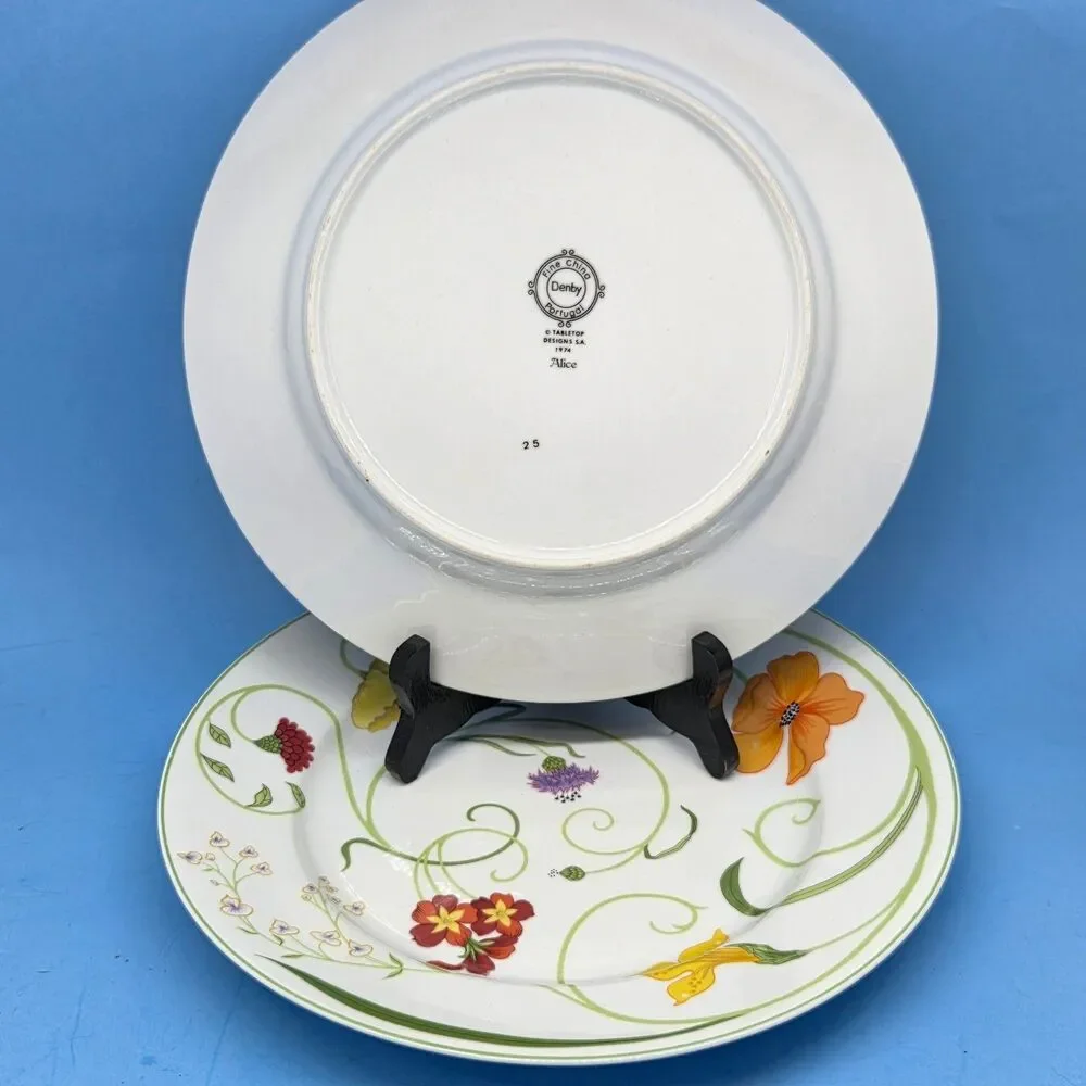 Denby Alice Fine China Portugal Dinner Plates 10 3/8